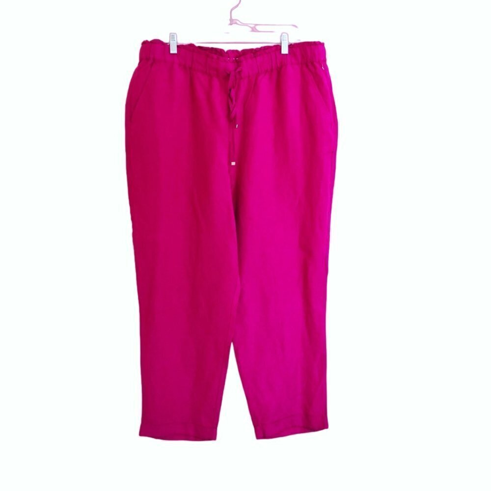 LOFT Linen Blend Drawstring Pants Magenta Pink Size XL
